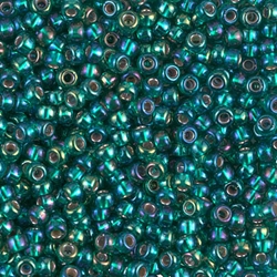 8-1017 8/0 Silver Lined Emerald AB Miyuki Seed Bead - 10 grams