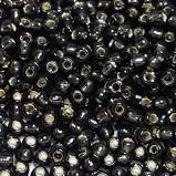 8/0 Silver Lined Black Diamond Seed Bead - 10 grams